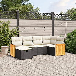 vidaXL Salon de jardin 6 pcs avec coussins noir résine tressée 