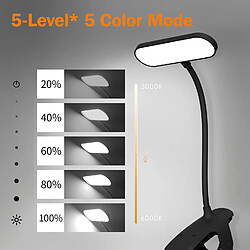 Avis BESTA Lampe de Bureau LED sans Fil, Lampe de Chevet Tactile 5 Couleurs&5 Intensité Réglables Lampe LED Cou Flexible 360°, Lampe de Lecture Lampe Liseuse pour lit, Noir [Classe énergétique A+++]