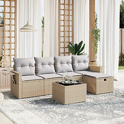 vidaXL Salon de jardin avec coussins 6pcs mélange beige résine tressée 