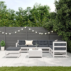 Avis Maison Chic Salon de jardin avec coussins 8 pcs, Ensemble Tables et chaises de jardin, blanc bois de pin massif -GKD111251