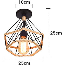 Stoex Lampe de Plafond rétro Vintage Plafonnier Industrielle Cage en forme Diamant en pas cher