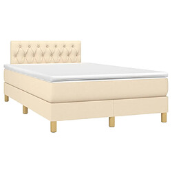 Avis Maison Chic Lit adulte- Lit + matelas + LED,Sommier à lattes de lit matelas et LED crème 120x190 cm tissu -GKD48727