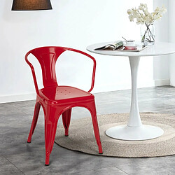 Ahd Amazing Home Design Chaises industrielles Tolix avec accoudoirs en acier pour cuisine et bar Steel Arm, Couleur: Rouge