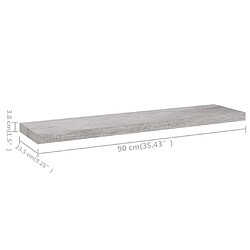 Avis vidaXL Étagères murales flottantes 2 pcs Gris béton 90x23,5x3,8cm MDF