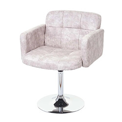 Decoshop26 Chaise fauteuil de salle à manger pivotante faux suède chromé gris clair vintage 04_0001983