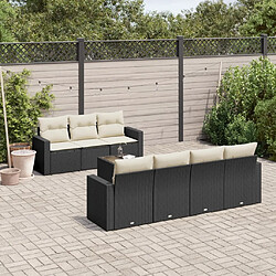 vidaXL Salon de jardin 8 pcs avec coussins noir résine tressée 