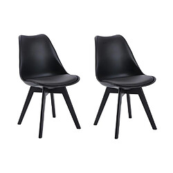 Vente-Unique Lot de 2 chaises JODY - Polypropylène et Hêtre - Noir et pieds noir 