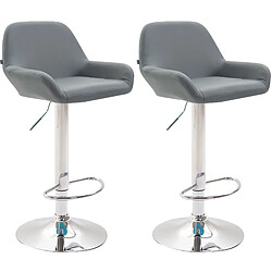 Decoshop26 Lot de 2 tabourets de bar repose-pieds en forme d'arc en métal chromé assise en PVC gris 10_0004021 