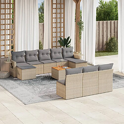 vidaXL Salon de jardin et coussins 11 pcs mélange beige résine tressée 