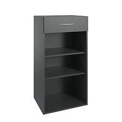 Pegane Etagère de rangement avec 1 tiroir et 2 tablettes en mélamine coloris graphite - longueur 50 x hauteur 98 x profondeur 40 cm