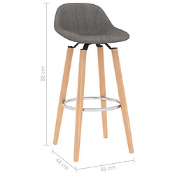 vidaXL Tabourets de bar lot de 2 gris clair tissu pas cher