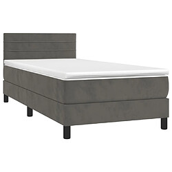 Avis Maison Chic Lit Adulte - Lit simple Lit à sommier tapissier et matelas moelleux - Meuble de Chambre - Gris foncé 90x190 cm Velours -MN75903