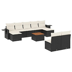 Maison Chic Salon de jardin 10 pcs avec coussins, Ensemble Tables et chaises d'extérieur noir résine tressée -GKD278153