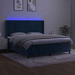 Avis Maison Chic Lit adulte- Lit + matelas + LED,Sommier à lattes de lit matelas et LED Bleu foncé 180x200 cm -GKD57570