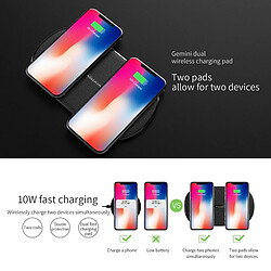 Wewoo MC031 Chargeur rapide double sans fil Gemini QI Standard Smart Recognition 5 / 7.5 / 10W, pour iPhone / Samsung / Nokia Autre téléphones intelligents QI Standard (Noir) pas cher