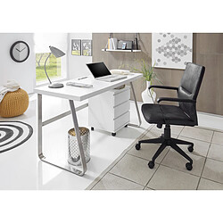 Bureau blanc mat avec piètement en acier - L140 x H75 x P60 cm -PEGANE-