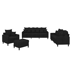 vidaXL Ensemble de canapés 4 pcs avec coussins Noir Velours