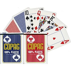 Cartamundi - 104009324 - Jeu de Société - Copag Jeu de 54 Cartes - Format Poker - Jumbo Face - 4 Index - Etui Bleu