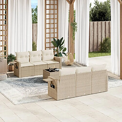 vidaXL Salon de jardin avec coussins 7 pcs beige résine tressée