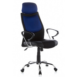 Siège de bureau / Fauteuil de direction CITY 80, simili cuir / tissu noir / bleu, chromé hjh OFFICE