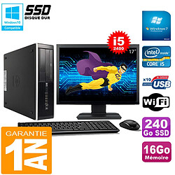 PC HP Compaq Pro 6300 SFF I5-2400 16Go 240Go SSD Graveur DVD Wifi W7 Ecran 17" - Occasion