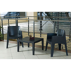 Pegane Lot de 6 chaises de table-salle à manger - cuisine - interieur/exterieur en résine coloris anthracite - Longueur 48 x Profondeur 53 x Hauteur 80 cm  