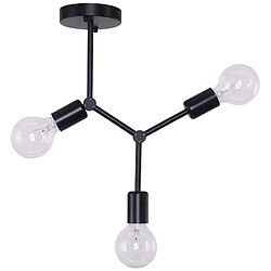 Stoex Modernes Plafonniers Industrielle Vintage 3 Lumières E27 Douille Lampe Socket Su Modernes Plafonniers Industrielle Vintage 3 Lumières E27 Douille Lampe Socket Suspension Éclairage pour salon Salle à Manger Chambre , Noir