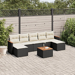 Maison Chic Ensemble Tables et chaises d'extérieur 8 pcs avec coussins,Salon de jardin noir résine tressée -GKD521811