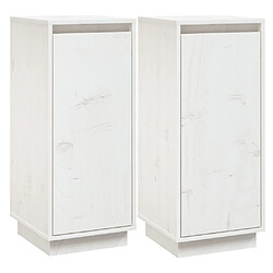 Maison Chic Ensemble de 2 Buffets,commode,console pour rangement Blanc 31,5x34x75 cm Bois massif de pin -MN25324