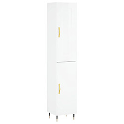 Maison Chic Buffet,Meuble de Rangement,commode pour salon,Cuisine Blanc brillant 34,5x34x180 cm Bois d'ingénierie -MN20961