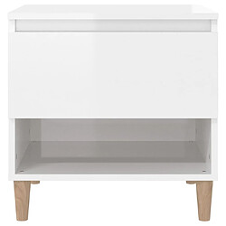 Maison Chic Table de chevet,Table de Nuit,Meuble de Rangement Blanc brillant 50x46x50 cm Bois d’ingénierie pas cher