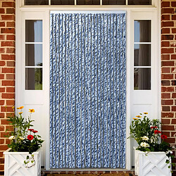 Decoshop26 Rideau contre insectes moustiquaire Bleu blanc et argenté 90x220 cm Chenille DEC022176