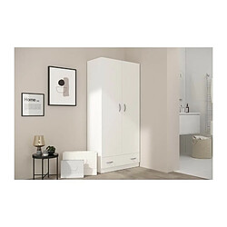 Youdoit Armoire 2 portes battantes panneaux de particules + 1 tiroir - Décor blanc 78 x 38 x Hauteur 170 cm