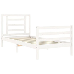 Maison Chic Cadre/structure de lit avec tête de lit pour adulte - Lit Moderne Chambre blanc petit simple bois massif -MN77842 pas cher