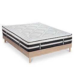 MAISON AUBERTIN Matelas Mémoire 28cm + Sommier Bois 140x190