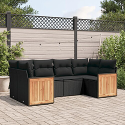 vidaXL Salon de jardin 6 pcs avec coussins noir résine tressée