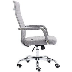 Decoshop26 Fauteuil de bureau sur roulettes confortable hauteur réglable en tissu gris cadre métal chromé BUR10579