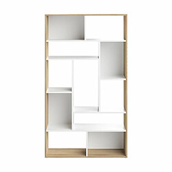 Mes Bibliothèque design 90,8x33x162,8 cm décor chêne et blanc