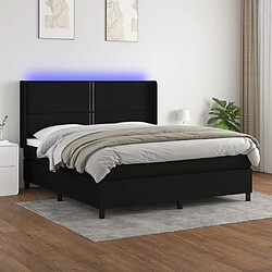 vidaXL Sommier à lattes de lit matelas LED Noir 160x200 cm Tissu 