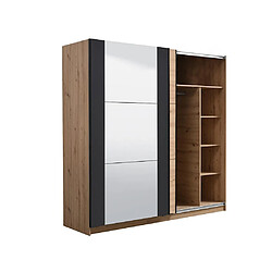 Vente-Unique Armoire 2 portes coulissantes PHILADELPHIE - Avec Miroir - L.217cm - Coloris : chêne et noir pas cher