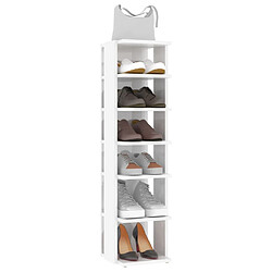 vidaXL Armoire à chaussures Blanc brillant 27,5x27x102 cm pas cher