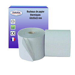 Lot de 5 Rouleaux de papier thermiques 63x55x12 mm -T3AZUR