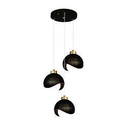 Universalis Trois têtes pendantes rondes noires, trois couleurs Lumière Pendante en fer Lumière pour la chambre, magasin de vêtements