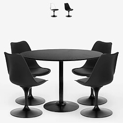 Ahd Amazing Home Design Table ronde Goblet 120cm et 4 chaises en polycarbonate noir Haki+