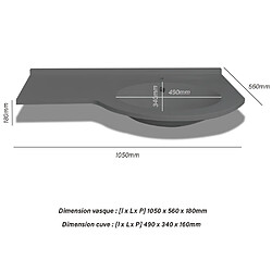 Avis Cedam Vasque à encastrer 105 cm salle de bain Blanc lavabo à droite