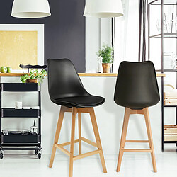 The Home Deco Factory Tabouret de bar en bois scandinave Home Factory - H. 105 cm - Noir