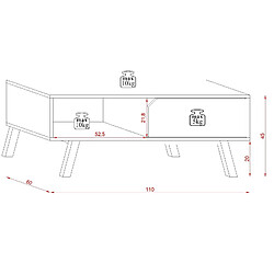 Acheter VIVALDI Table basse - TOKIO TK5 - 110 cm - blanc mat / gris mat - style design