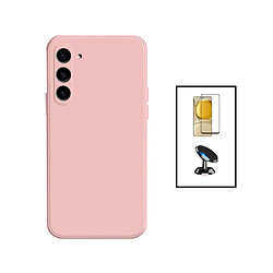 Kit de film en verre trempé de la couverture 5D + couvercle de silicone liquide + SuppOrt Magnétique Phonecare pour Samsung Galaxy S24 5G - rose