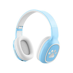 LUUCOZK Casque sans fil pour jeux prenant en charge la carte TF - Casque compatible Bluetooth avec microphone - Bleu 