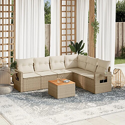 Maison Chic Salon de jardin avec coussins 7 pcs, Ensemble Tables et chaises de jardin, beige résine tressée -GKD984879